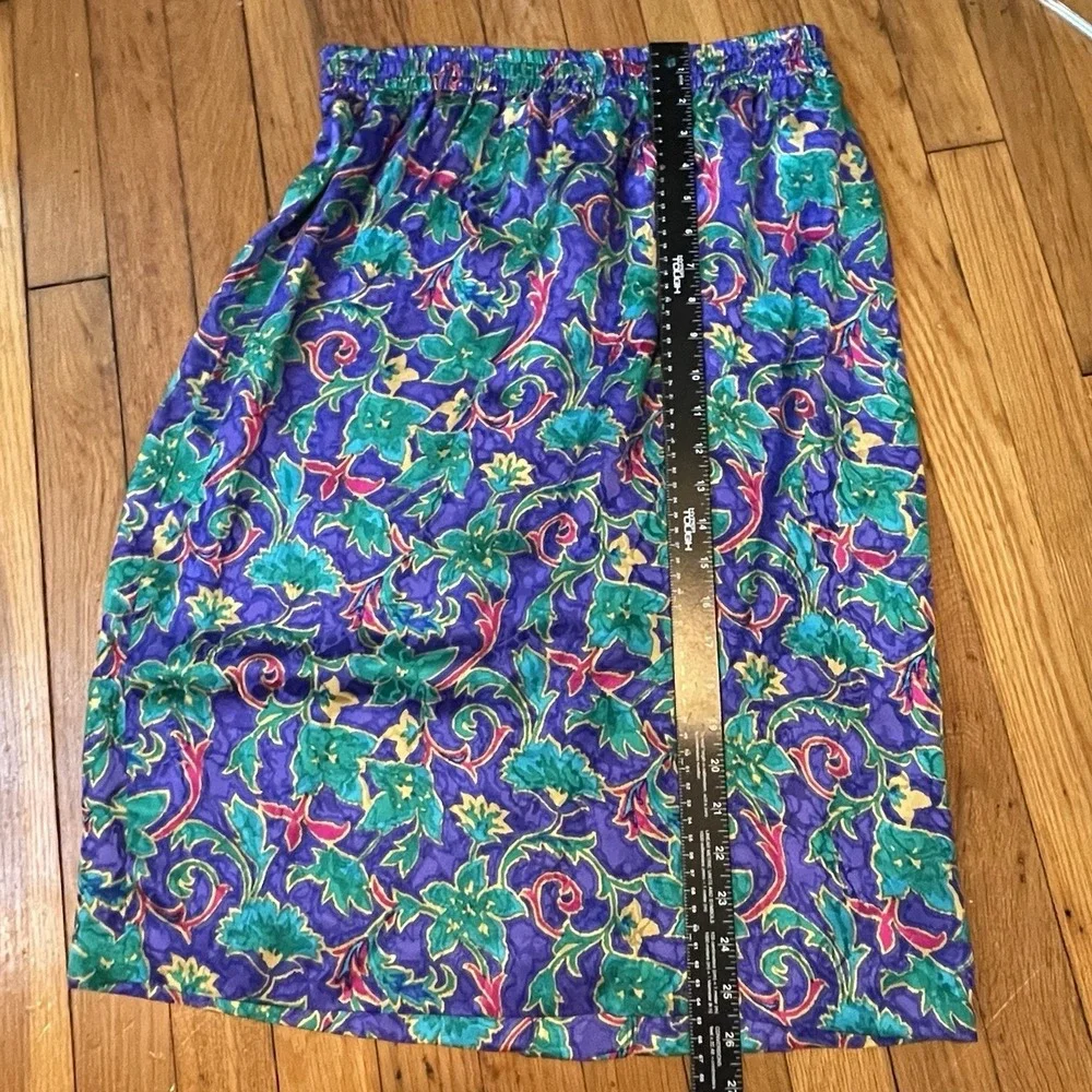 Vintage 80s Adrianna Papell 100% Silk 2 Pc Set Floral Jacket Skirt Size 12 EUC